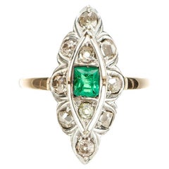 GIA Certified .34 Carat Emerald Diamond Two-Tone 14k Gold Ring