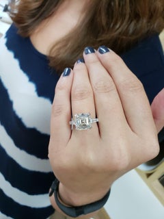 EXCEPTIONAL GIA Certified 5 Carat Asscher Cut Diamond Solitaire Ring