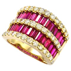 GIA Certified 3.40 Carat Untreated Rubies & Diamond Cluster Ring set in 18K Gold
