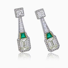GIA Certified 3.40 Carats Emerald Cut Diamond Earrings in 18 Karat White Gold