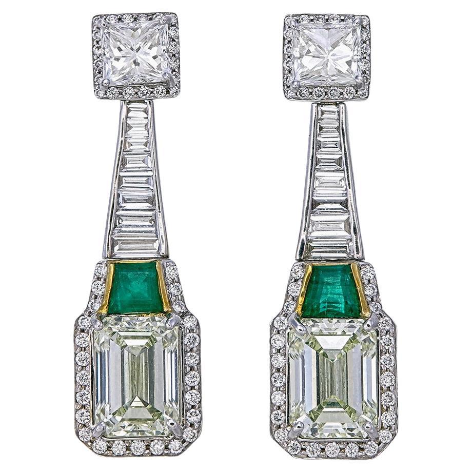GIA Certified 3.40 Carats Emerald Cut Diamond Earrings in 18 Karat White Gold For Sale