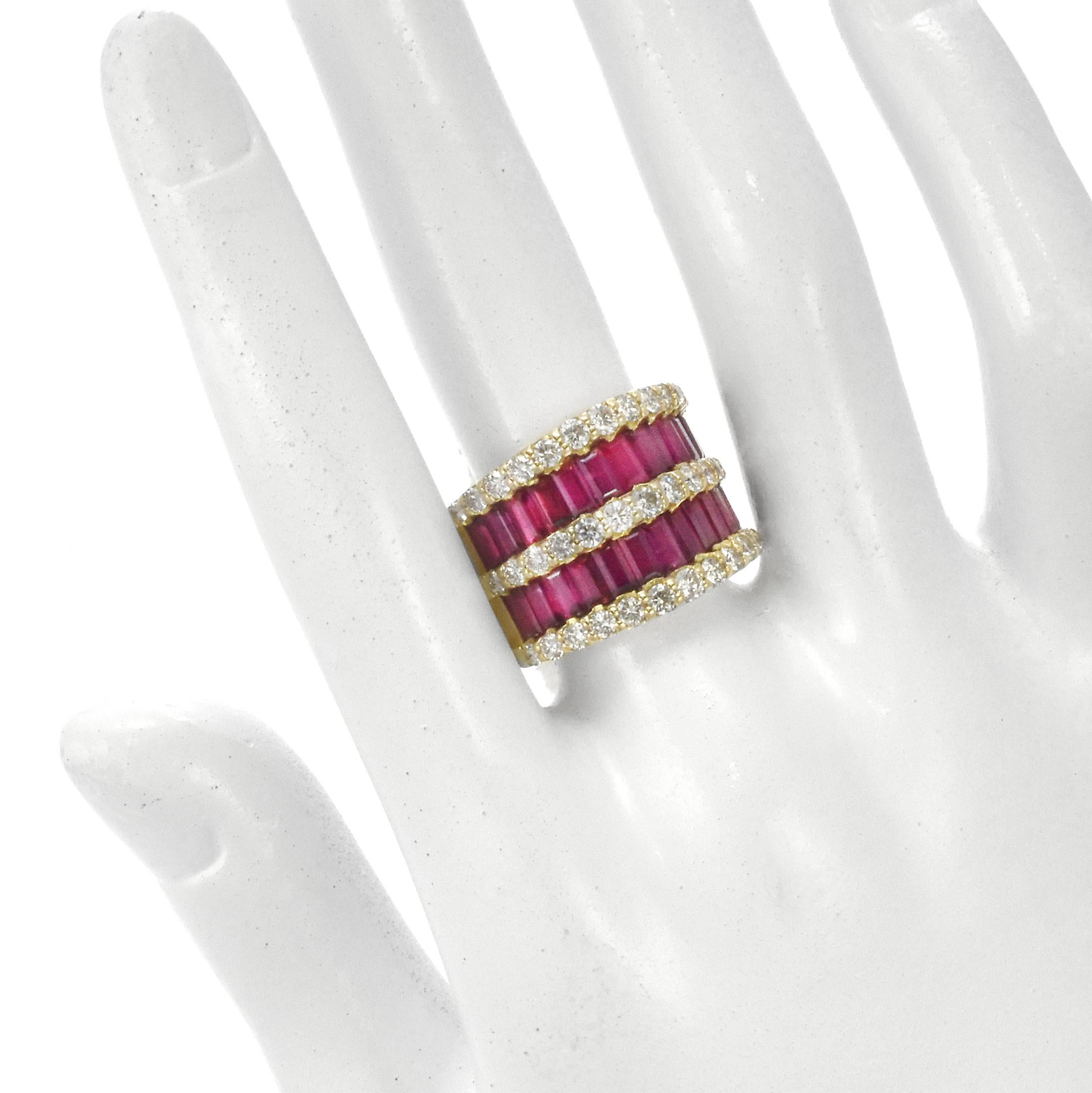 Women's GIA Certified 3.40 Carats Unheated Rubies and Diamond Ring Made in 18K Gold For Sale