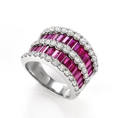 GIA Certified 3.40 Carats Unheated Rubies and Diamond Ring Made in Platinum