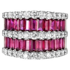 Anillo de rubíes y diamantes sin calentar de 3,40 quilates, certificado por el GIA y fabricado en platino