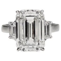 GIA Certified 3 Carat Emerald Cut Diamond Ring 