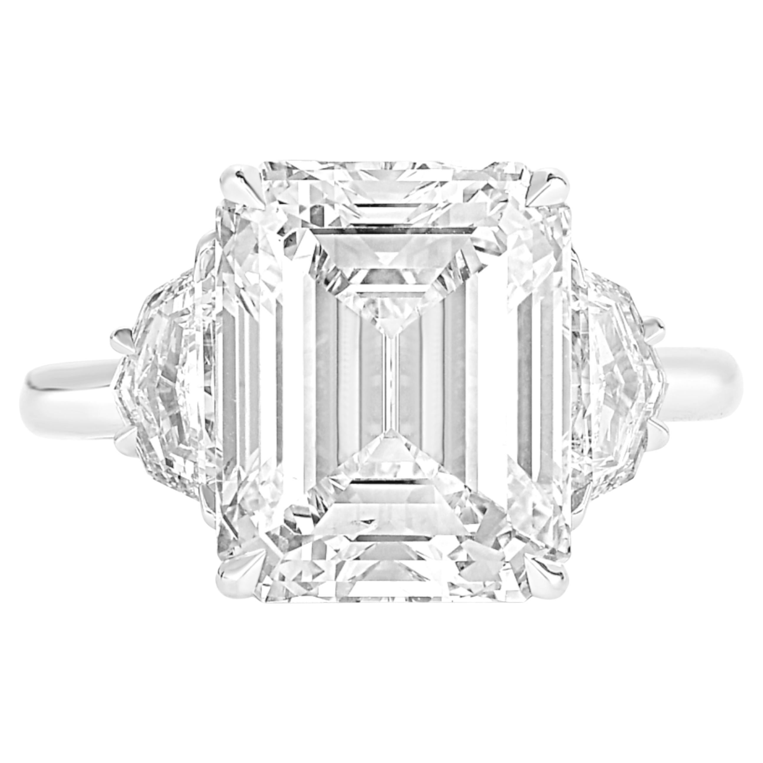 GIA Certified 3.41 Carat Emerald Diamond Ring E COLOR VVS1