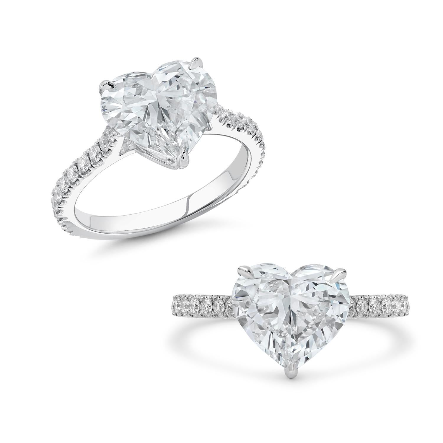 Moderno Anello di fidanzamento con diamante a forma di cuore certificato GIA da 3.41 carati in vendita