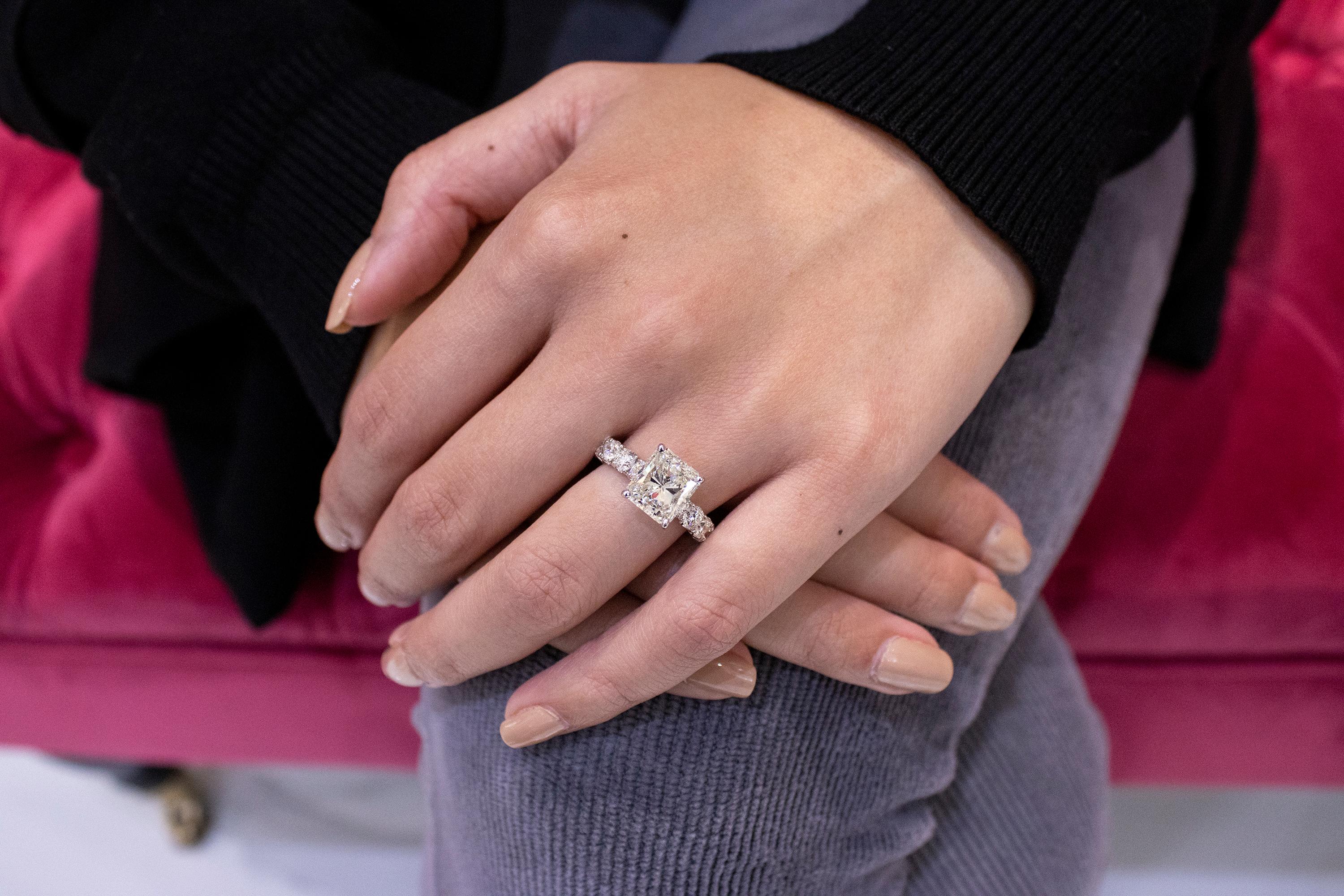 radiant trilogy engagement ring