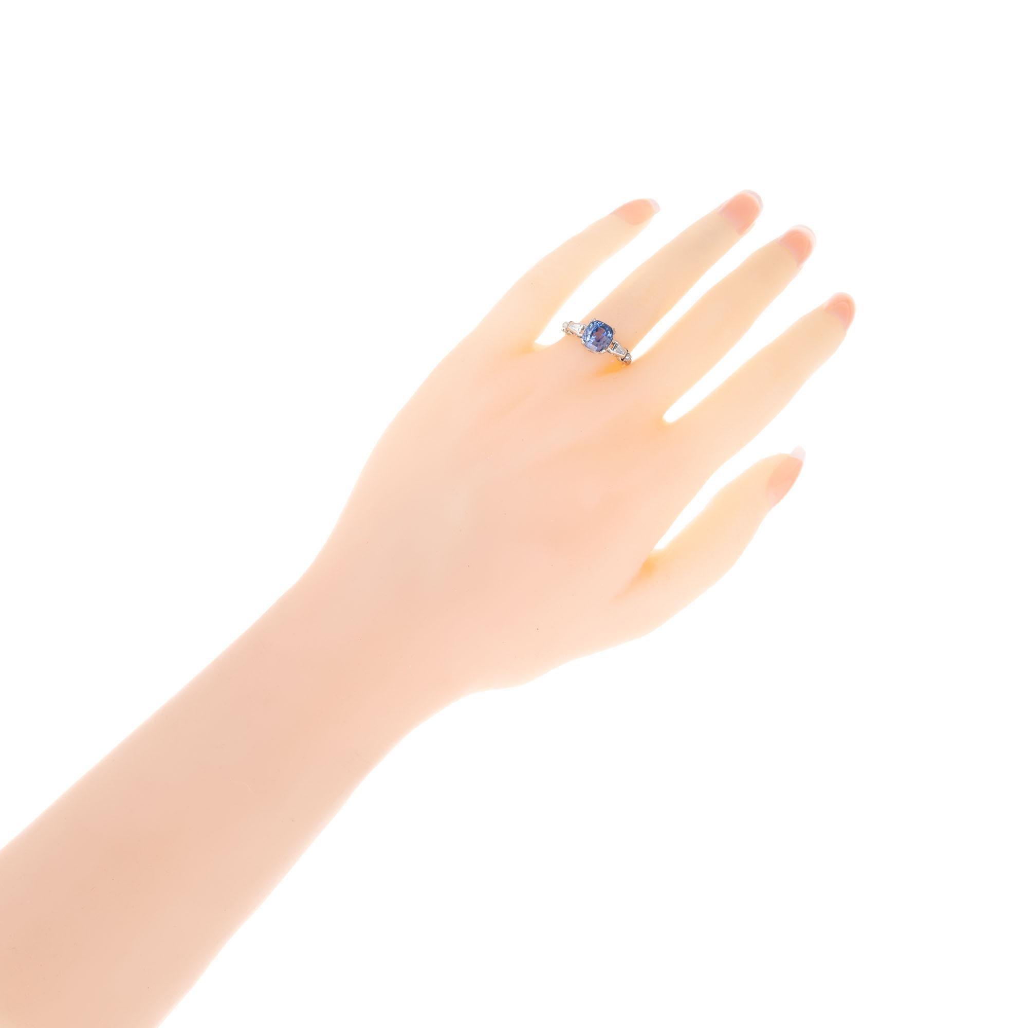 GIA Certified 3.41 Carat Sapphire Diamond White Gold Engagement Ring 1