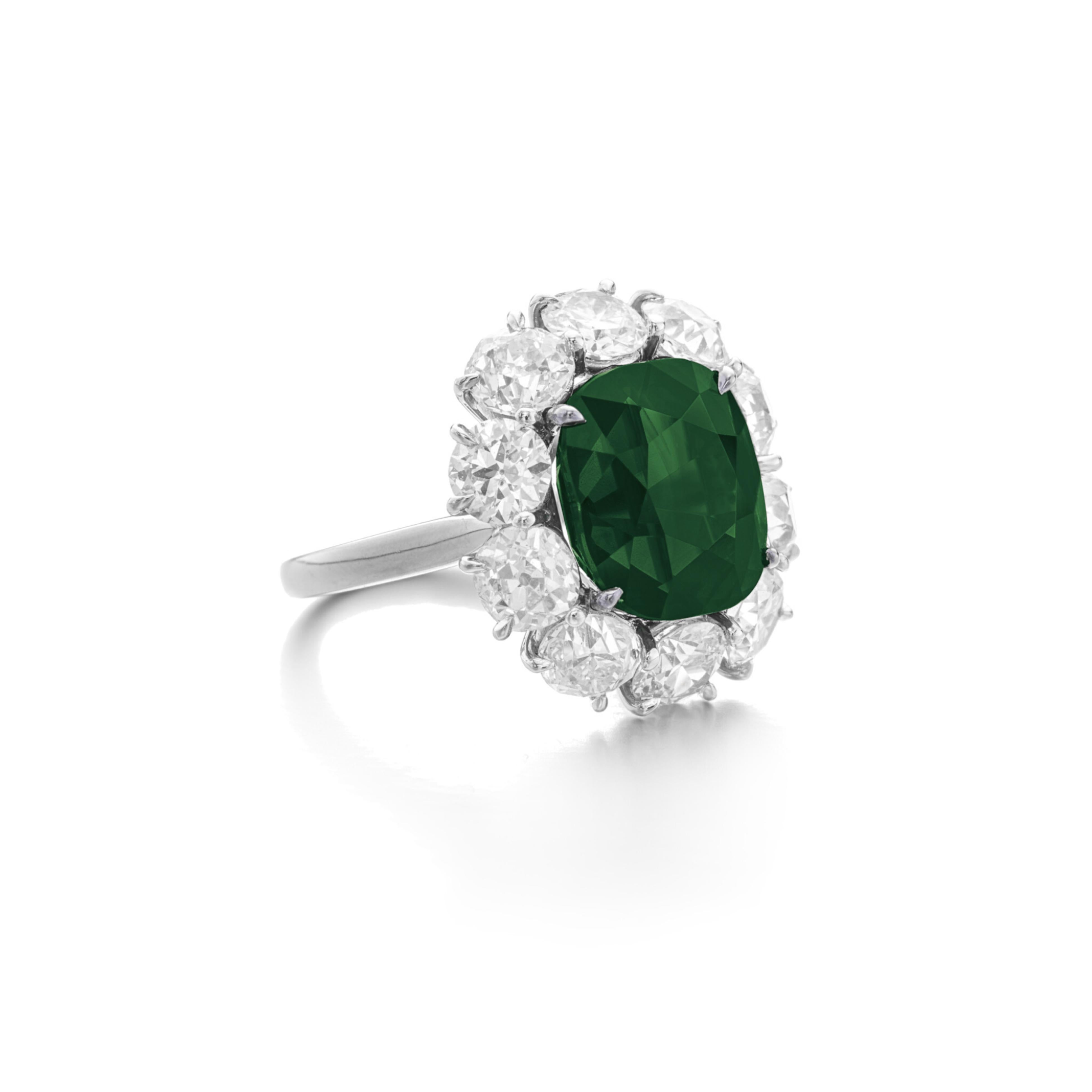 Contemporary Dunaigre Certified 3.65 Carat Colombian Green Emerald Diamond Engagement Ring For Sale