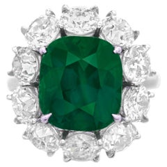 Dunaigre Verlobungsring mit zertifiziertem 3,65 Karat kolumbianischem grünem Smaragd und Diamant
