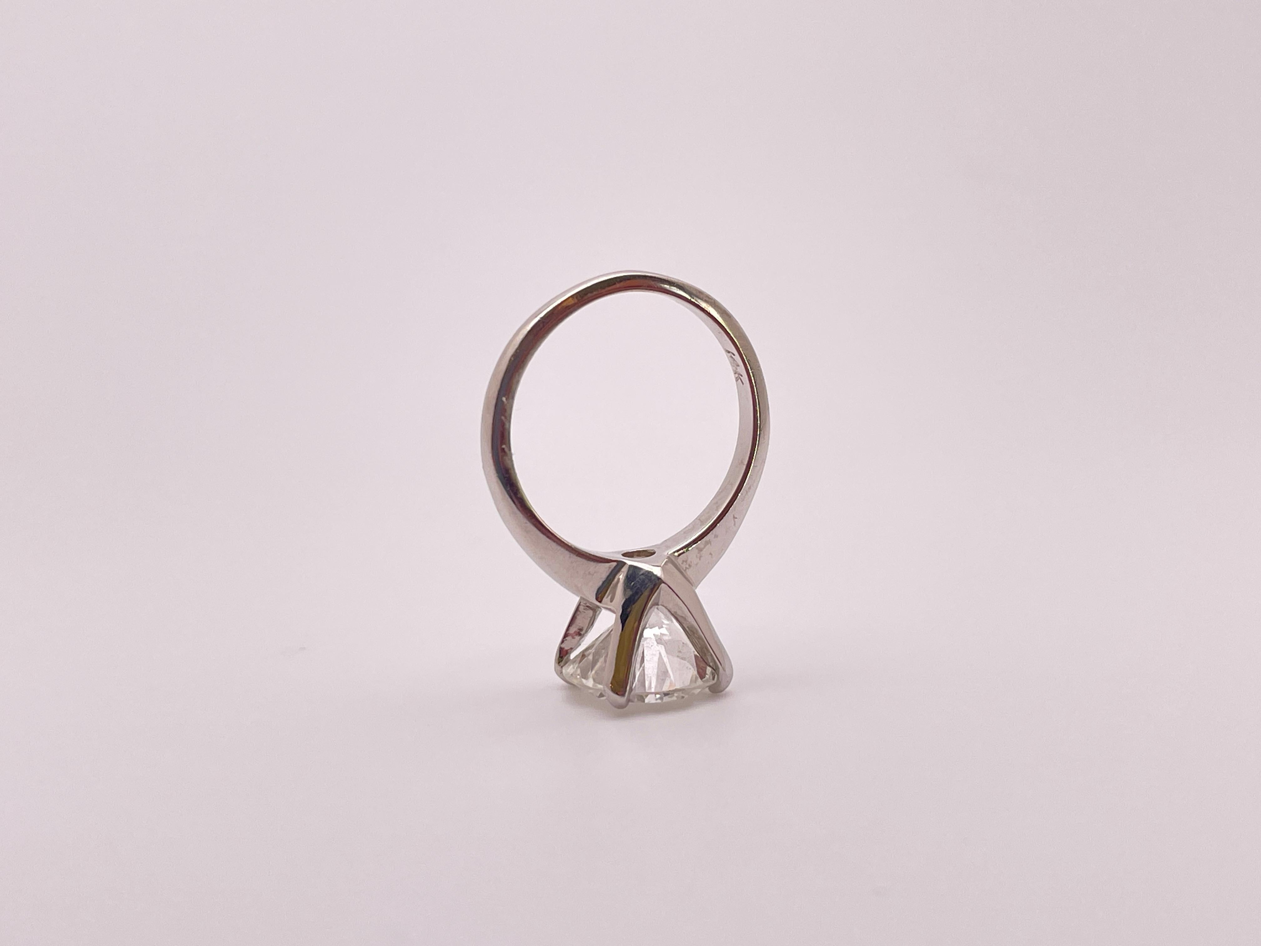 Bague de fiançailles en or blanc 14K certifiée GIA 3,42 CT de diamants naturels en vente 6