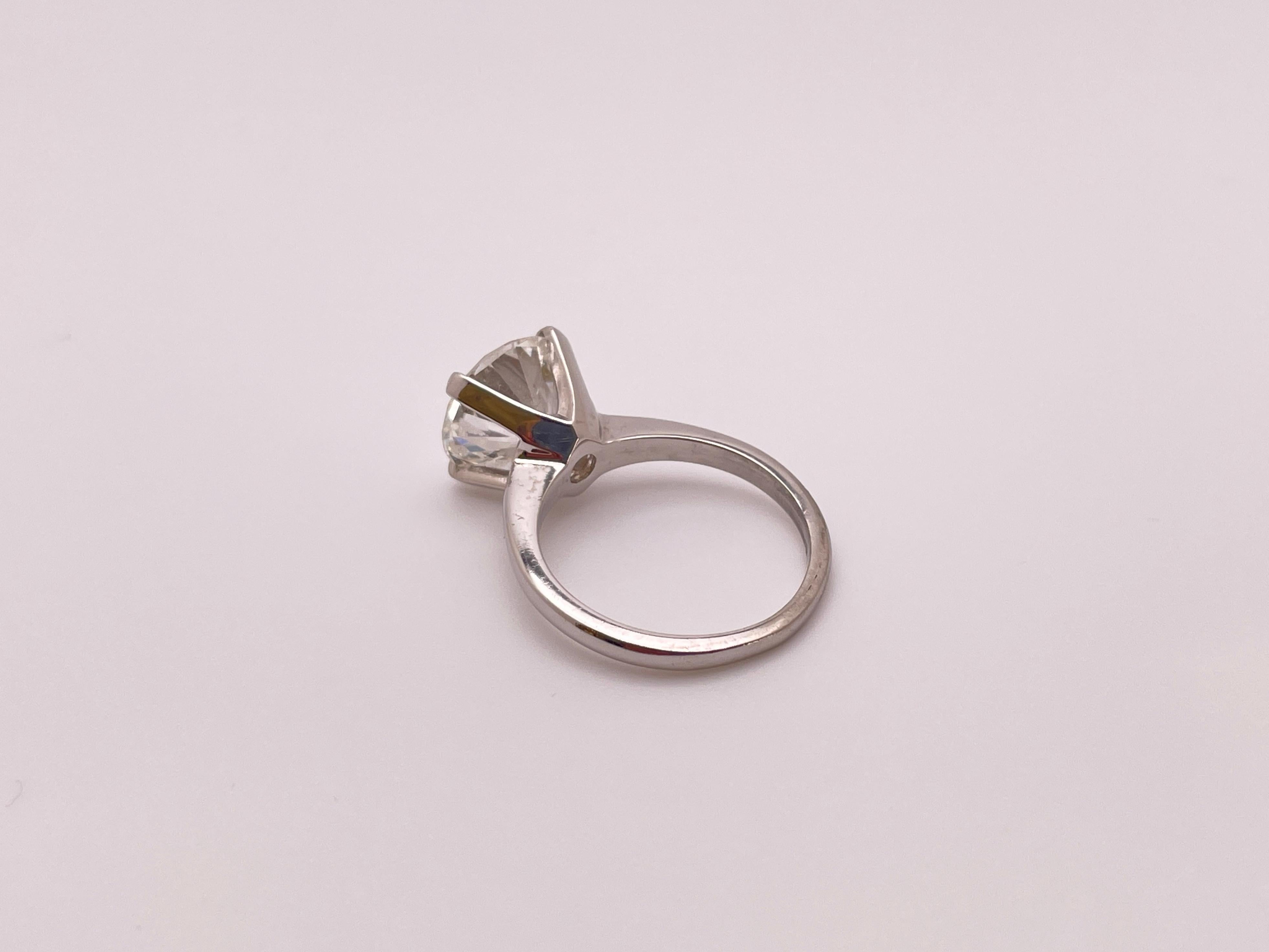 Bague de fiançailles en or blanc 14K certifiée GIA 3,42 CT de diamants naturels en vente 8