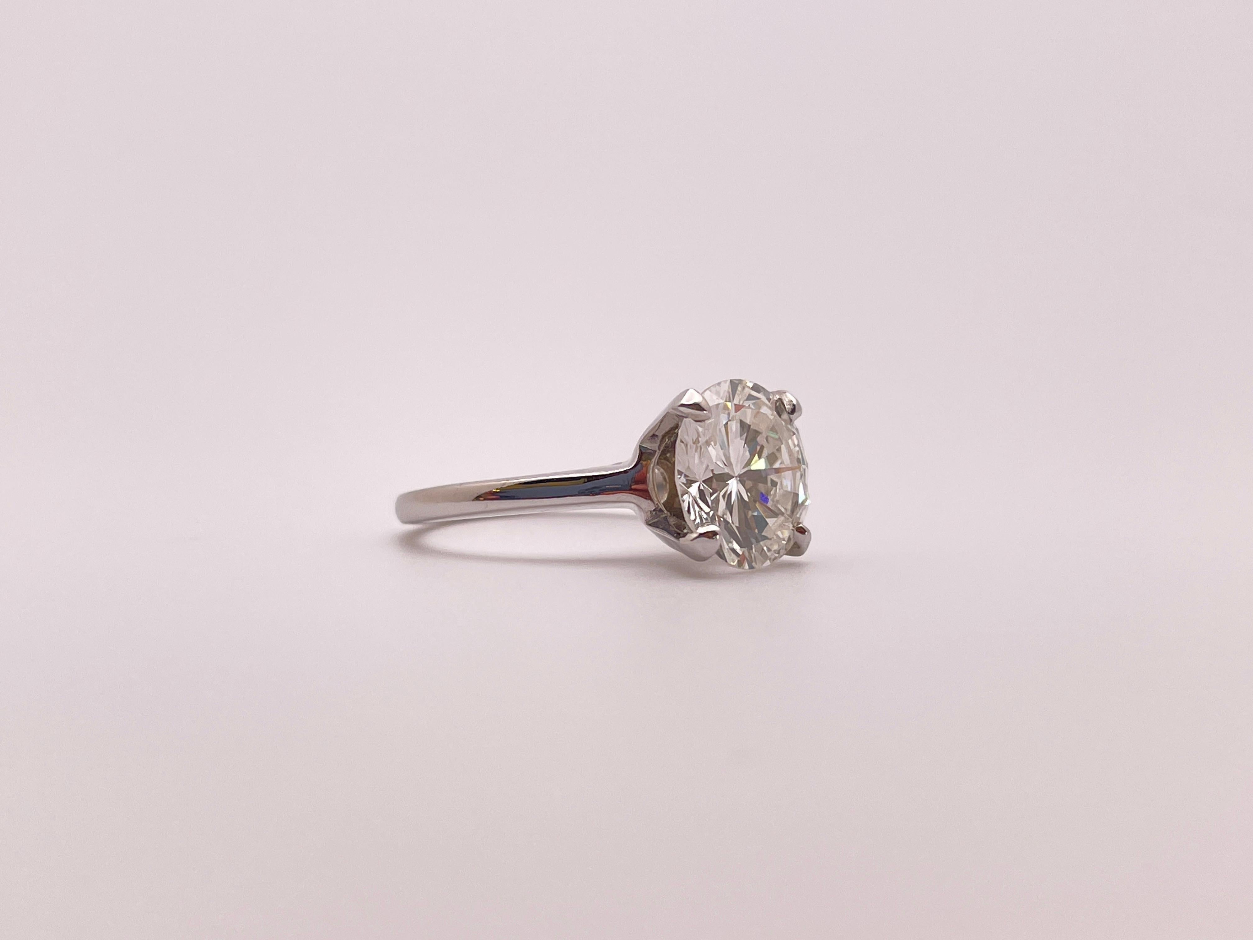 Bague de fiançailles en or blanc 14K certifiée GIA 3,42 CT de diamants naturels en vente 3