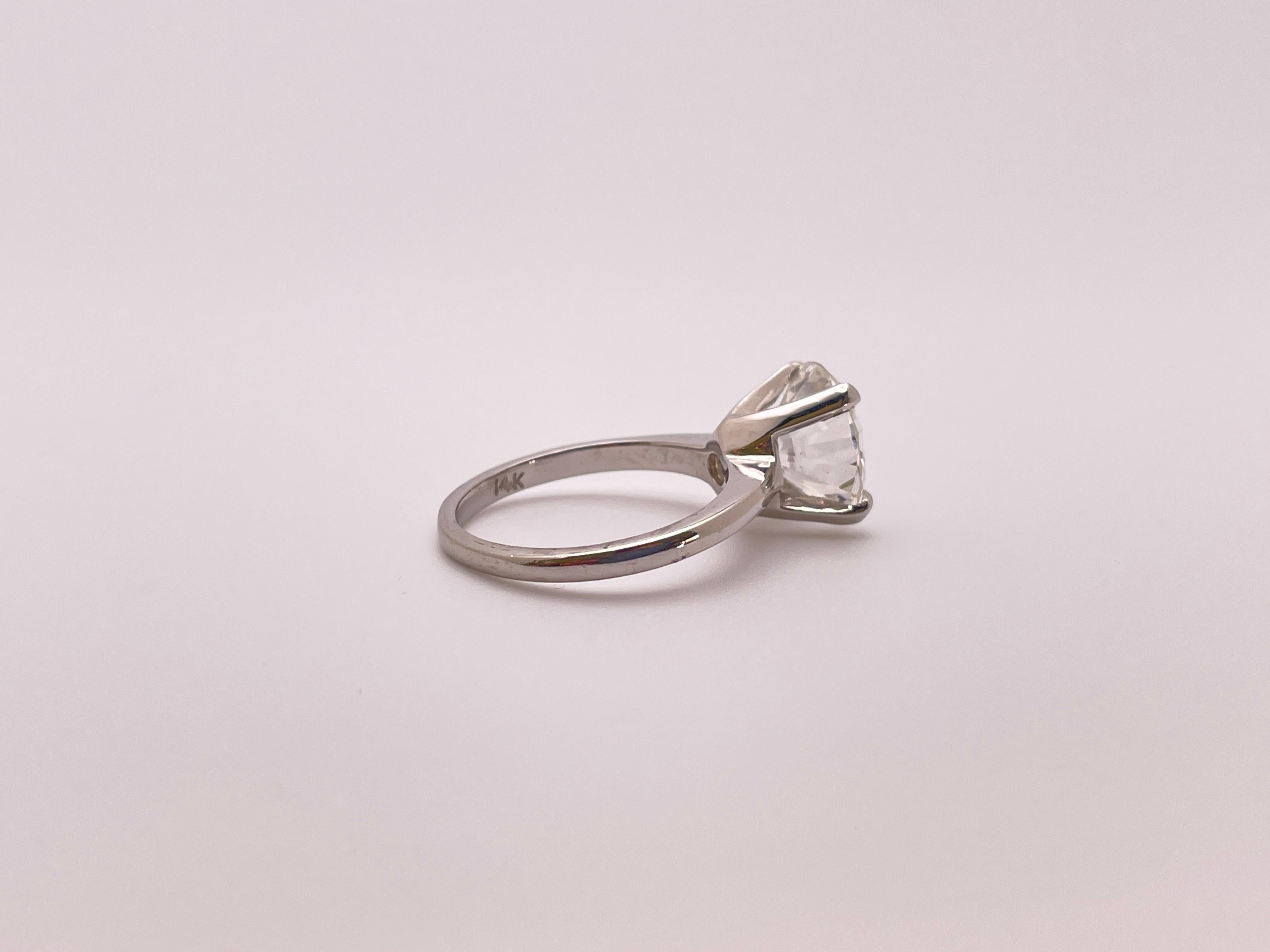 Bague de fiançailles en or blanc 14K certifiée GIA 3,42 CT de diamants naturels en vente 5