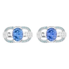 3.53ct No heat color change NATURAL CEYLON sapphire 18K White Gold Ring