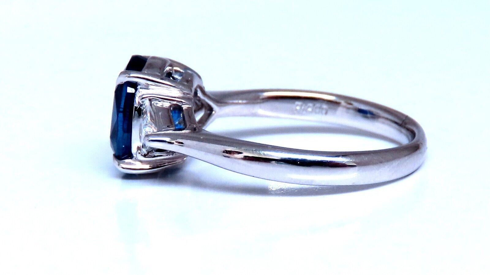 GIA Certified 3.43ct Burma No Heat Blue Sapphire Diamonds Ring Platinum In New Condition For Sale In New York, NY