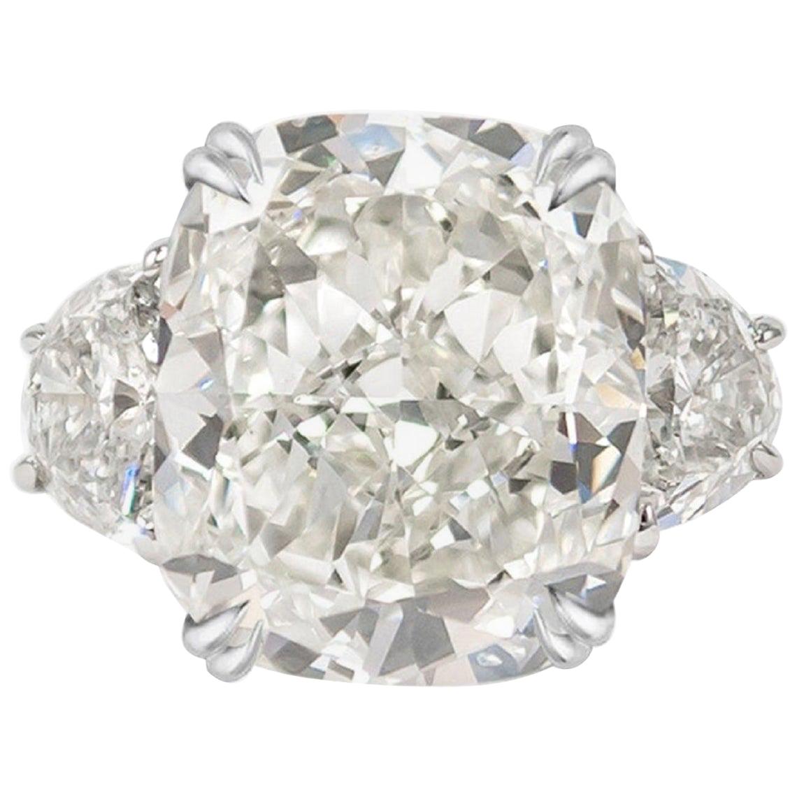 GIA Certified 3.65 Carat Cushion Cut Diamond Platinum Ring 