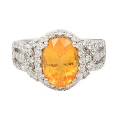 GIA Certified 3.46 Carat Unheated Yellow-Orange Sapphire Fashion Ring