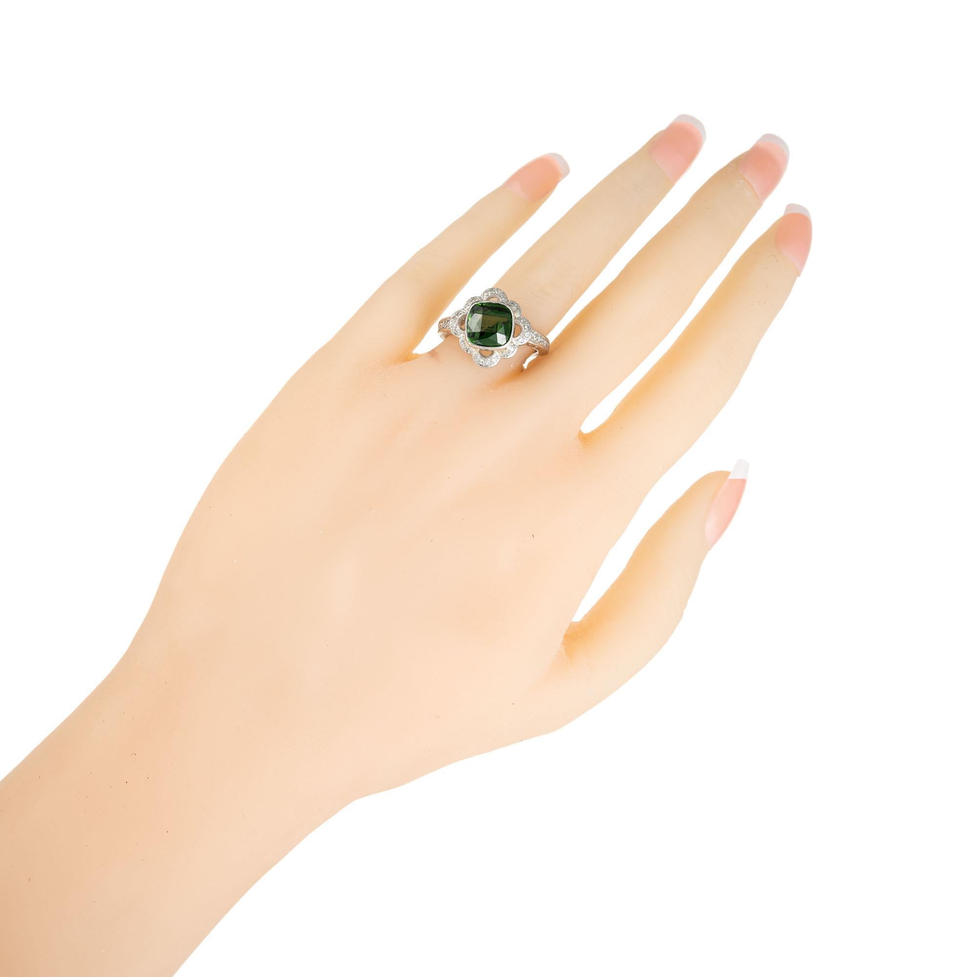 Platin-Verlobungsring mit GIA-zertifiziertem 3,46 Karat grünem Zirkon-Diamant im Angebot 2