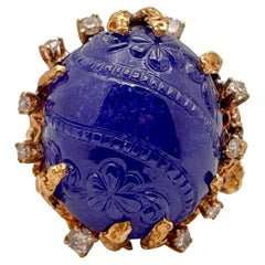 Bague en or certifiée GIA, avec tanzanite 34,72 carats et diamants