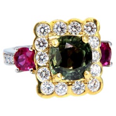 GIA-zertifizierter 3,48-Karat-Alexandrit-Rubin-Diamant-Ring* mit natürlichem Farbwechsel