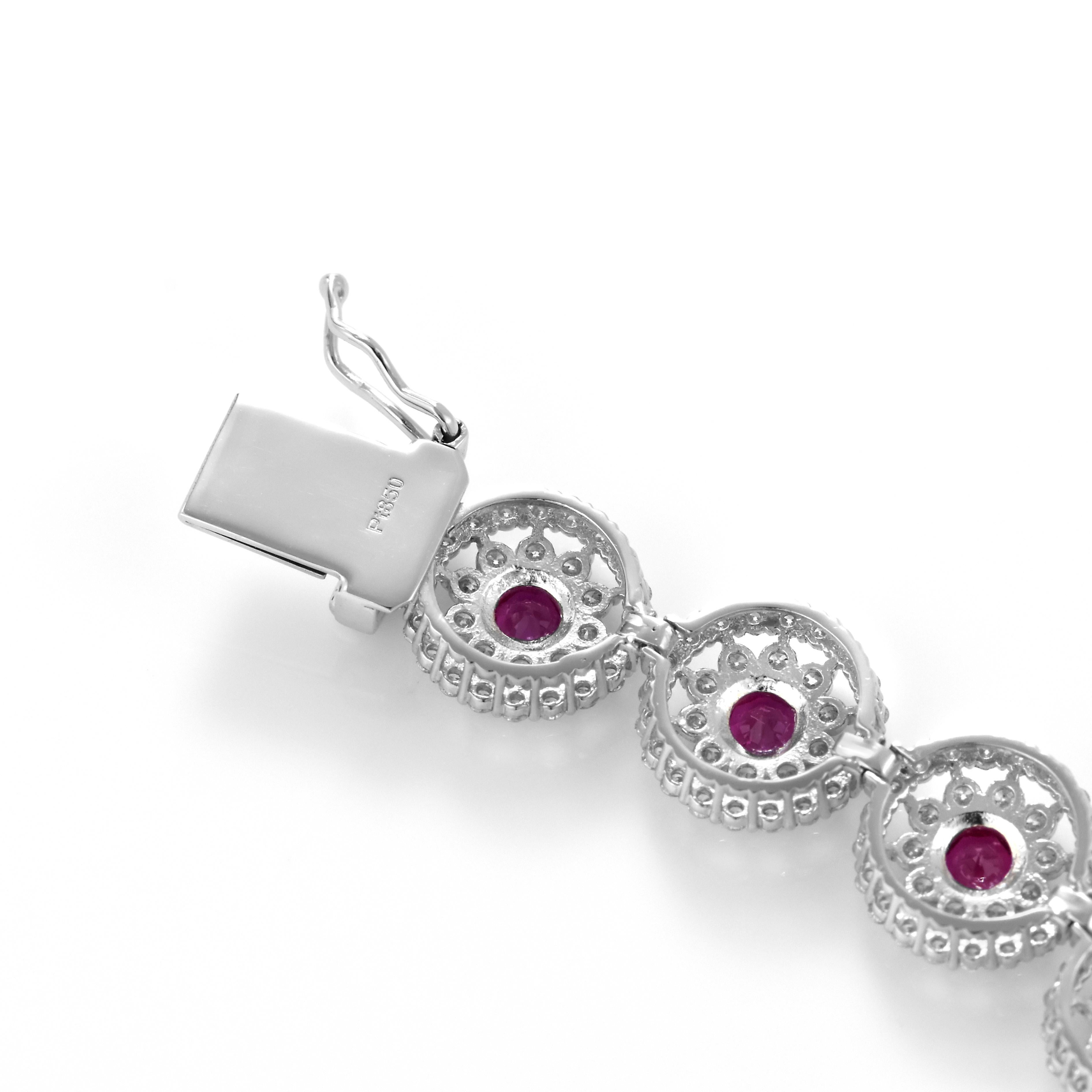 GIA-zertifiziertes Armband aus Platin mit 3,48 Karat burmesischen Rubinen und Diamanten im Angebot 2