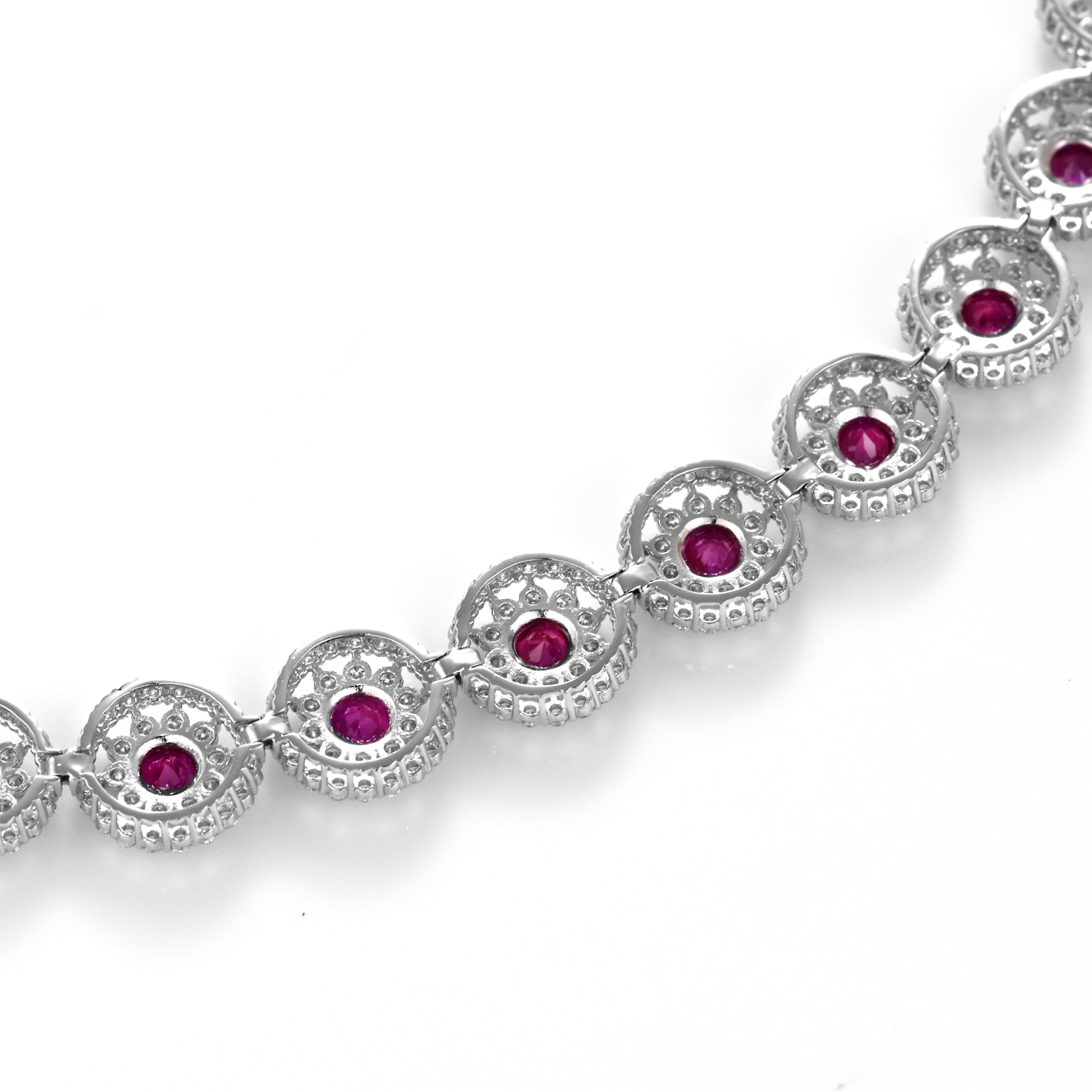 GIA-zertifiziertes Armband aus Platin mit 3,48 Karat burmesischen Rubinen und Diamanten im Angebot 3