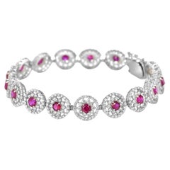 Bracciale di rubini birmani e diamanti certificato GIA da 3,48 carati in platino