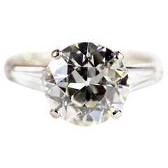 GIA Certified 3.48 Carats Old Euro Diamond Engagement Ring