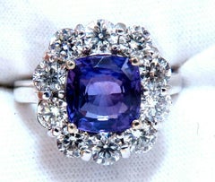 GIA Certified 3.48ct Natural Vivid Purple No Heat Sapphire Diamonds Ring 14kt* (Bague en saphir certifié GIA de 3,48ct)