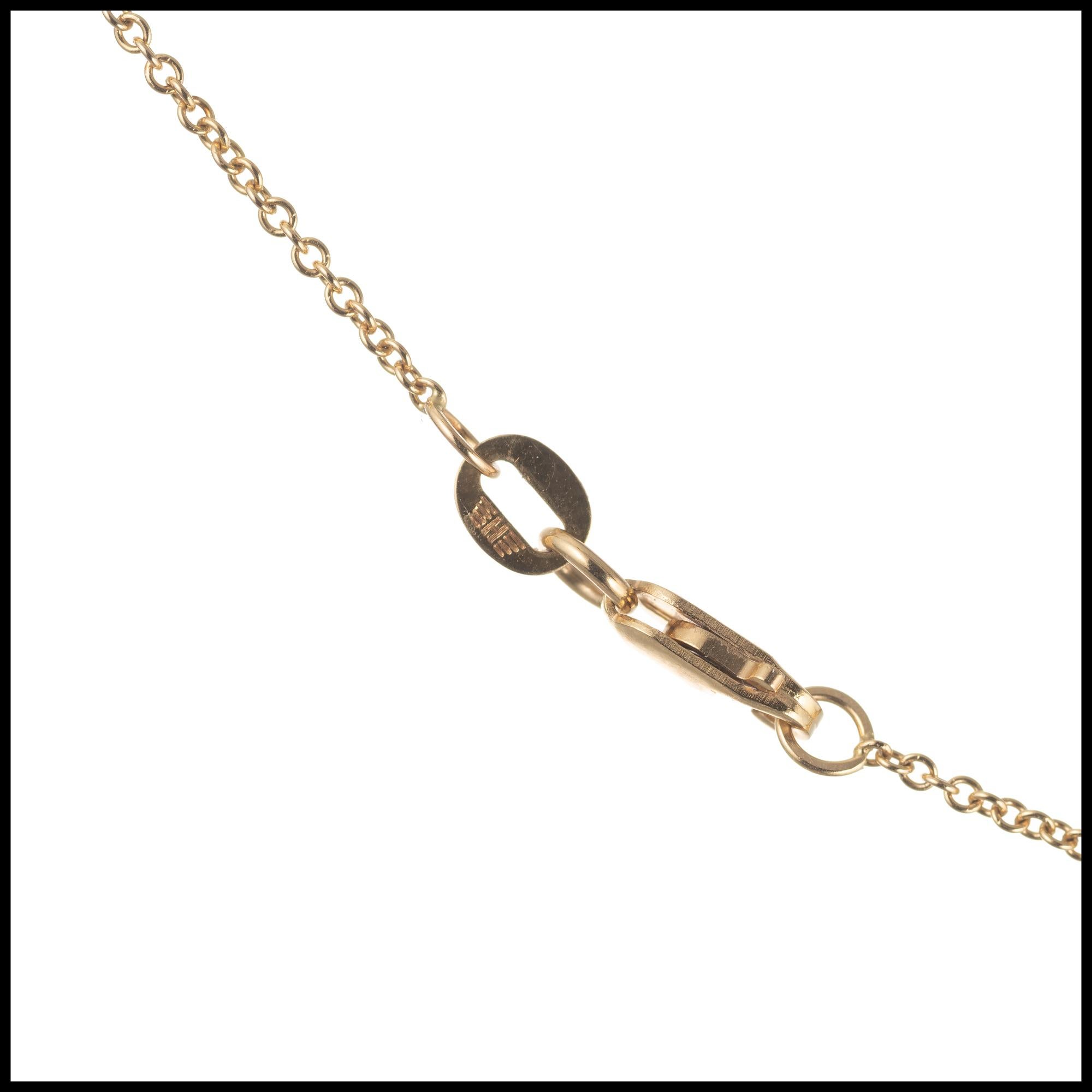 Halskette mit GIA-zertifiziertem 0,35 Karat Smaragd-Diamant-Gelbgold-Anhänger im Zustand „Gut“ im Angebot in Stamford, CT