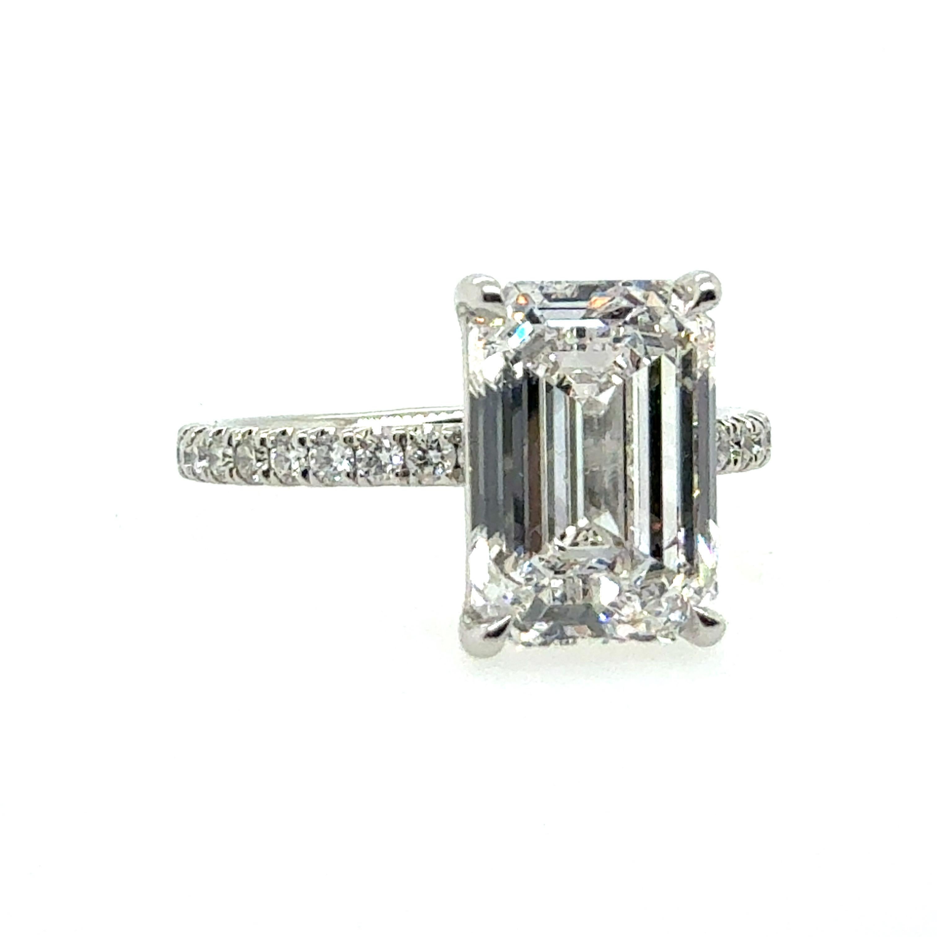 GIA zertifiziert 3,5 Karat F VS2 Smaragdschliff Natürlicher Diamant Plat Verlobungsring im Angebot 1