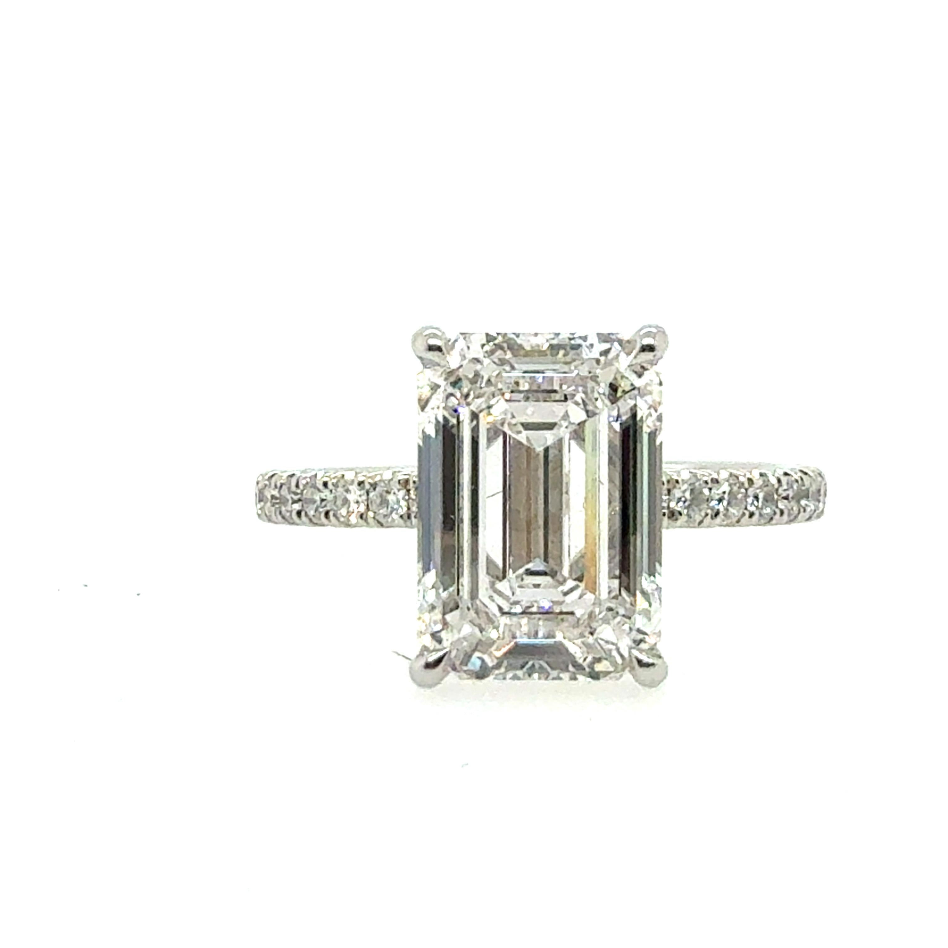 GIA zertifiziert 3,5 Karat F VS2 Smaragdschliff Natürlicher Diamant Plat Verlobungsring im Angebot 3