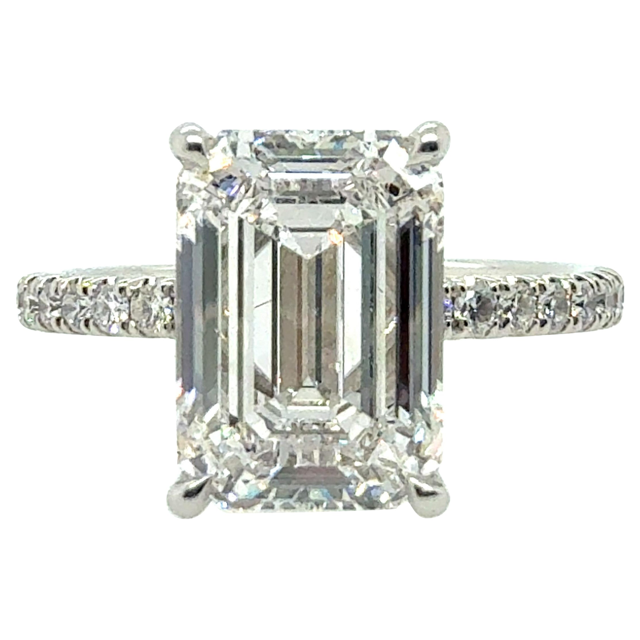 GIA zertifiziert 3,5 Karat F VS2 Smaragdschliff Natürlicher Diamant Plat Verlobungsring