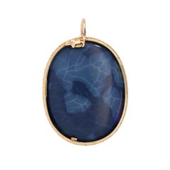 GIA Certified 35 Carat Marcus & Co Australian Black Opal in 18K Gold Pendant