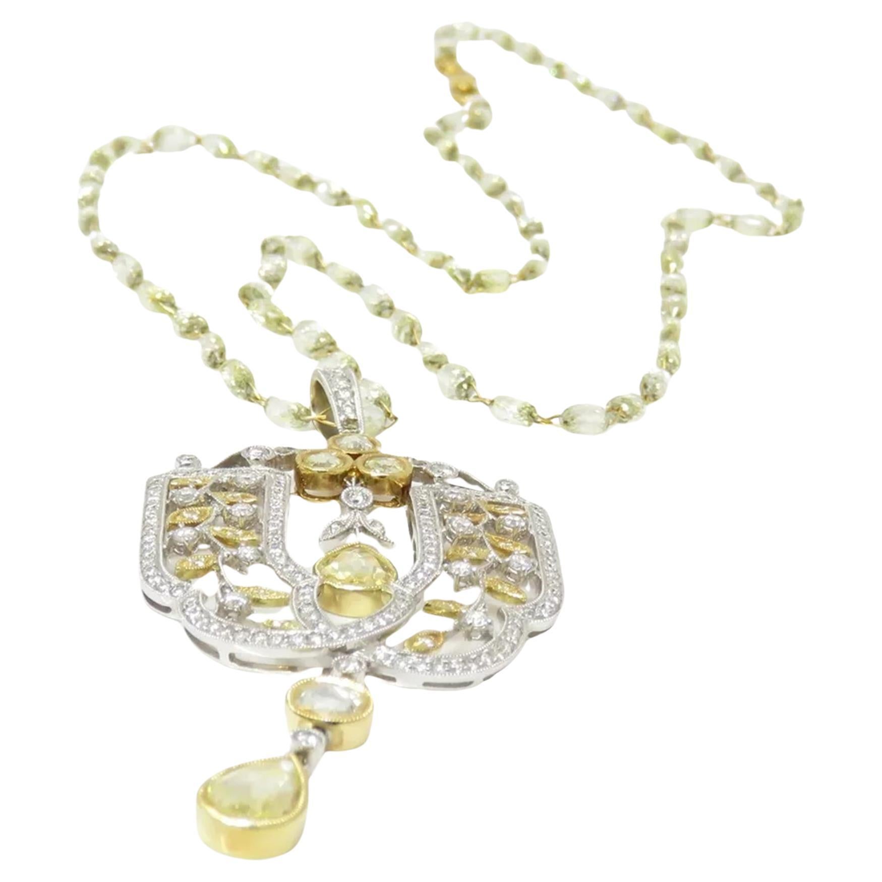 Moderne Collier jaune fantaisie de 35 carats certifié GIA en vente