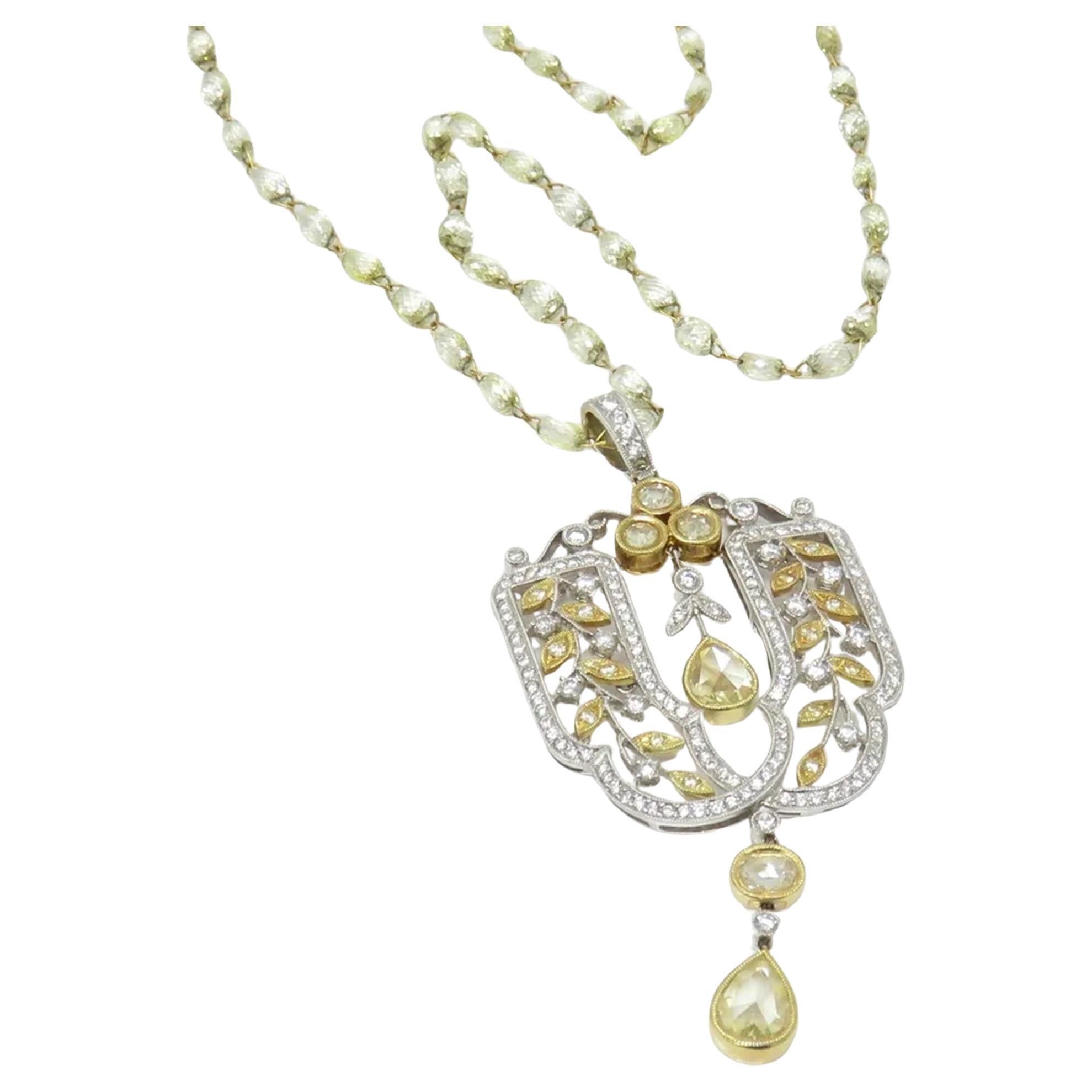 Collier jaune fantaisie de 35 carats certifié GIA Excellent état - En vente à Chicago, IL