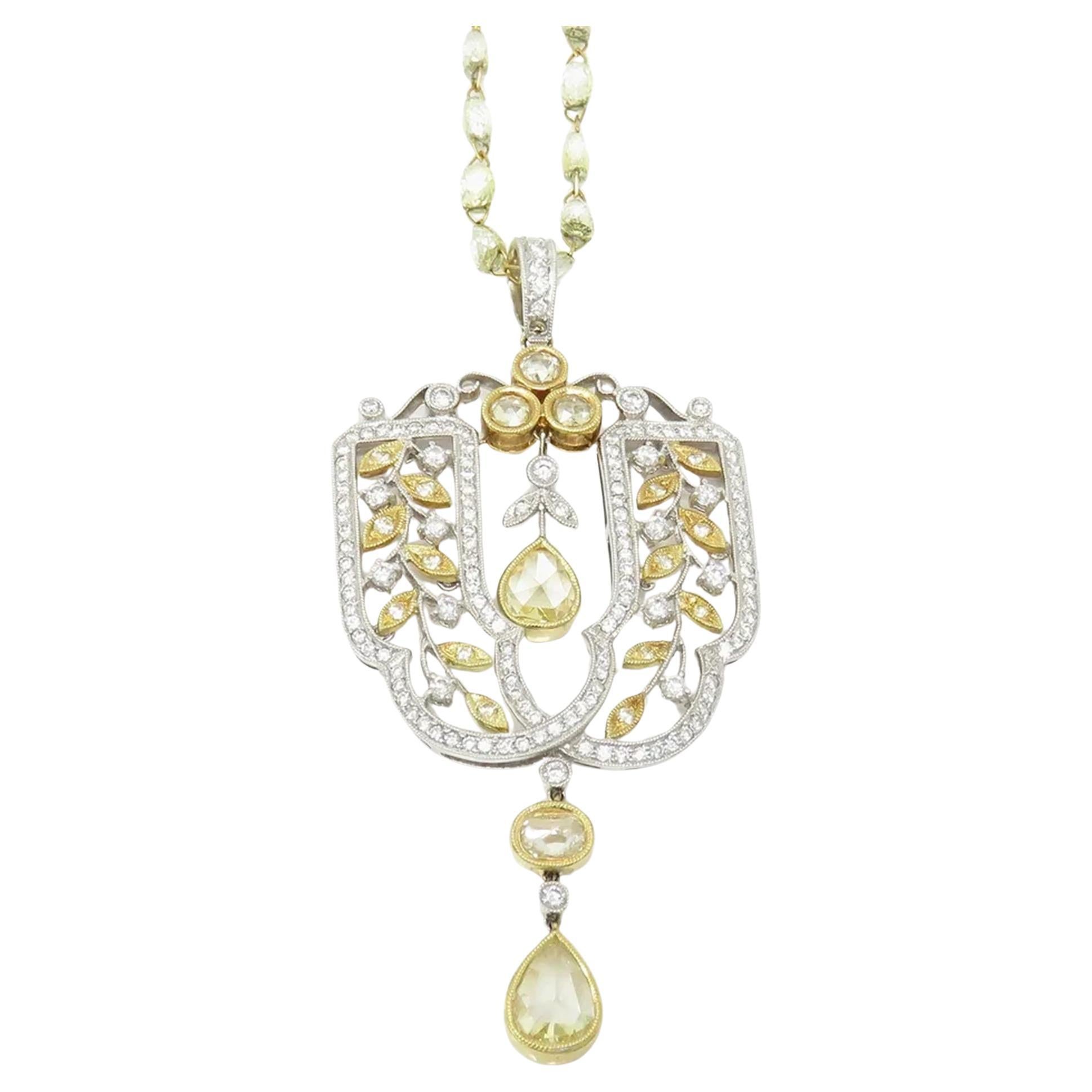 GIA Certified 35 Carats Fancy Yellow Necklace
