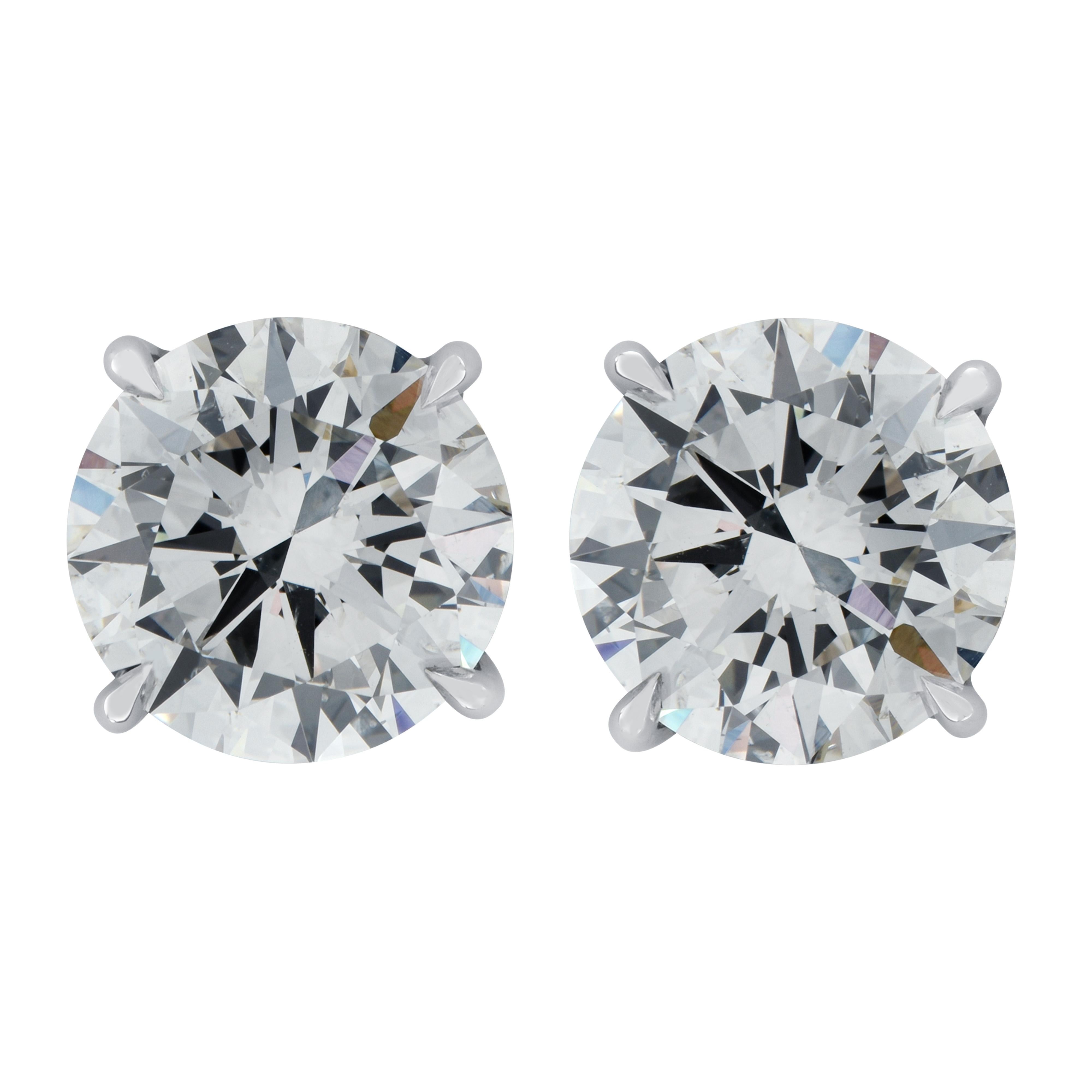 Round Cut Vivid Diamonds GIA Certified 3.50 Carat Diamond Stud Earrings