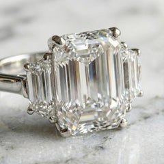 GIA Certified 3.50 Carat E Color VS1 Emerald Cut Diamond Ring