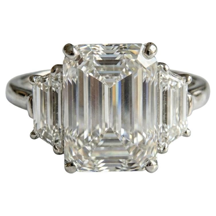 Bague en diamant certifié GIA de 3,50 carats, couleur E VS1, taille émeraude en vente