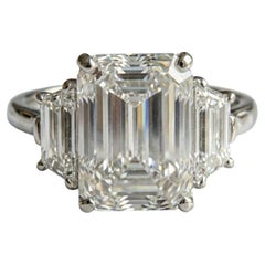 GIA Certified 3.50 Carat E Color VS1 Emerald Cut Diamond Ring