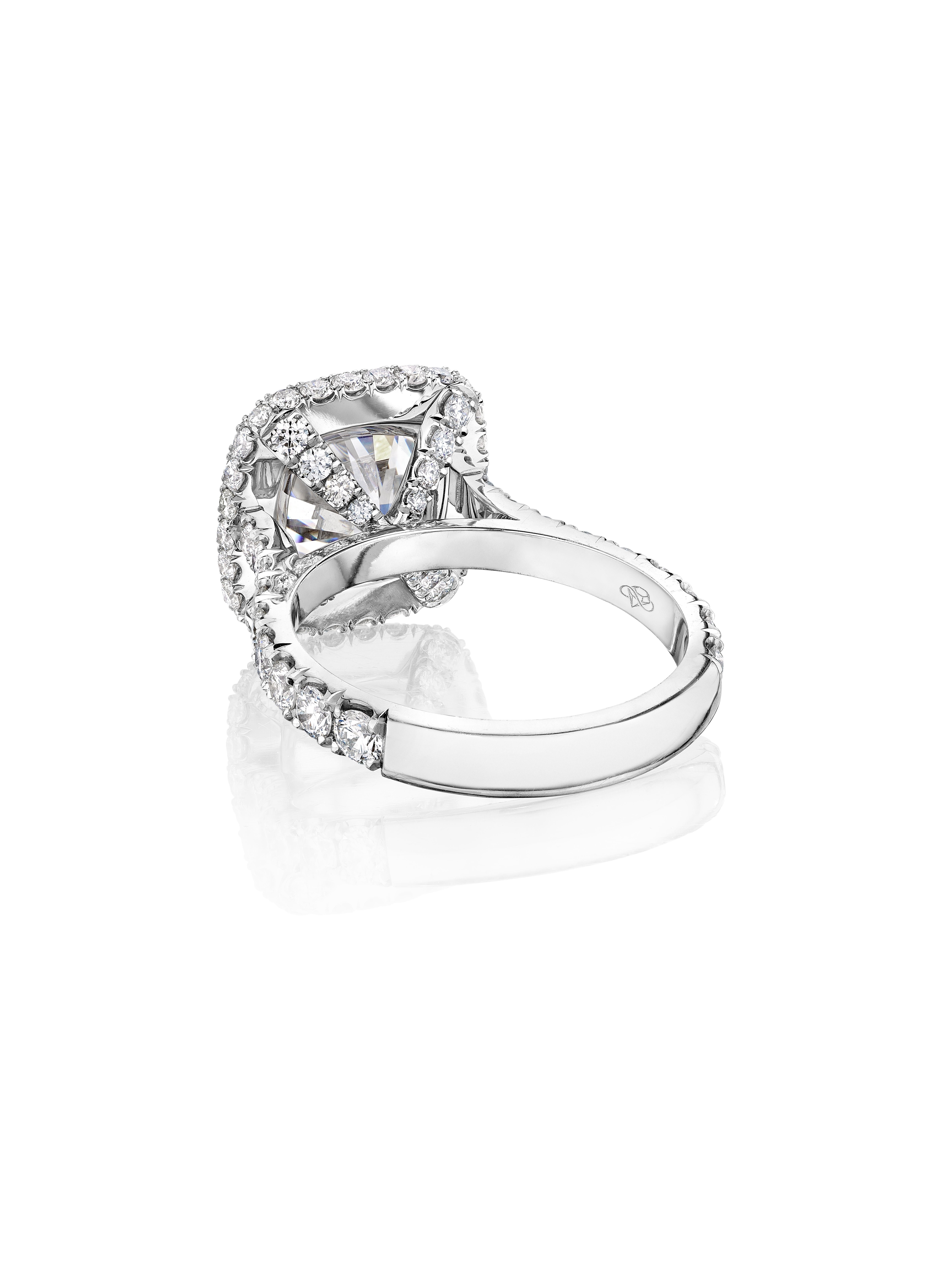 Moderne Bague de fiançailles Elizabeth de 3,50 carats avec diamant rond E VS1 certifié GIA en vente