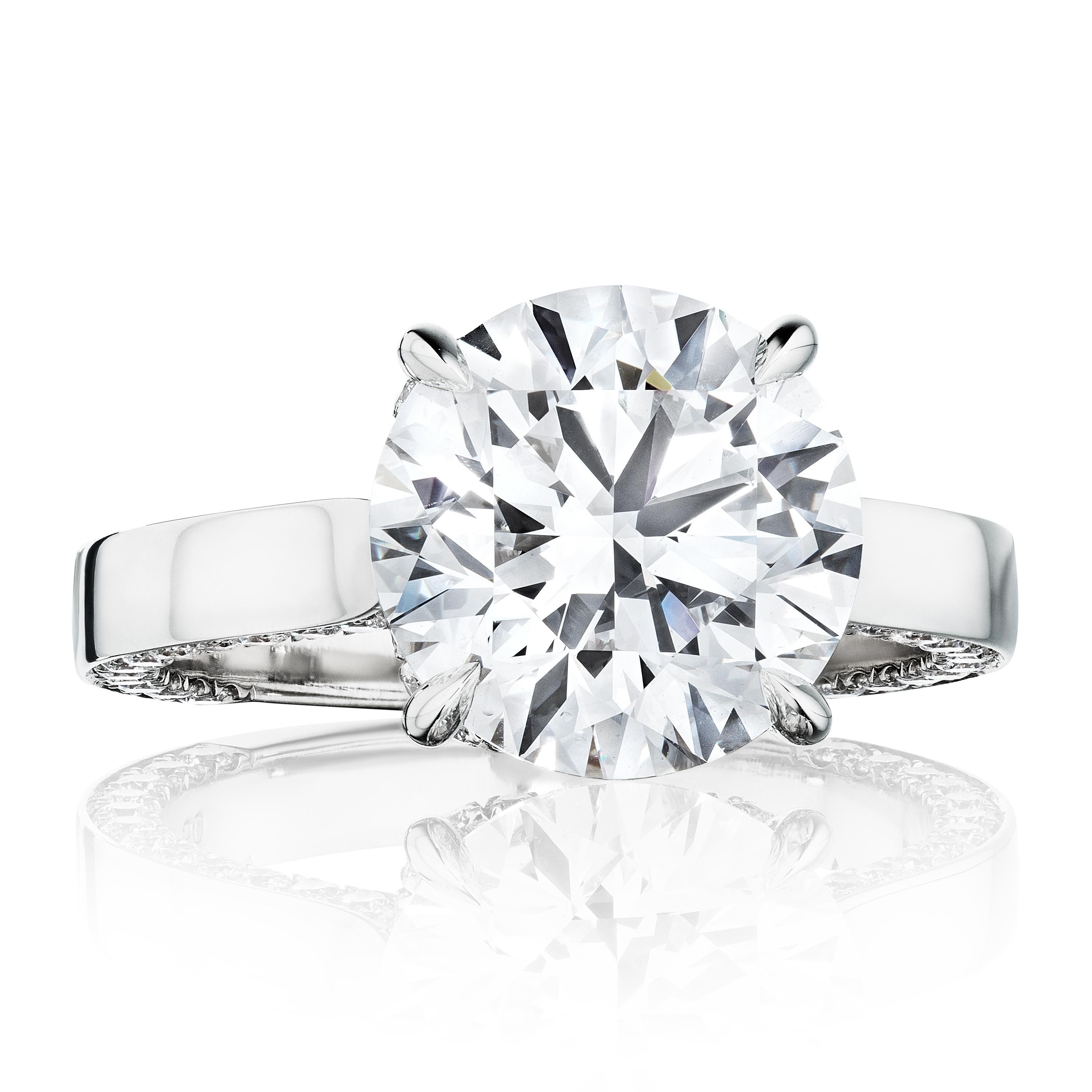 Moderne Bague de fiançailles Jazmina avec diamant rond de 3,50 carats E VS1 certifié GIA en vente