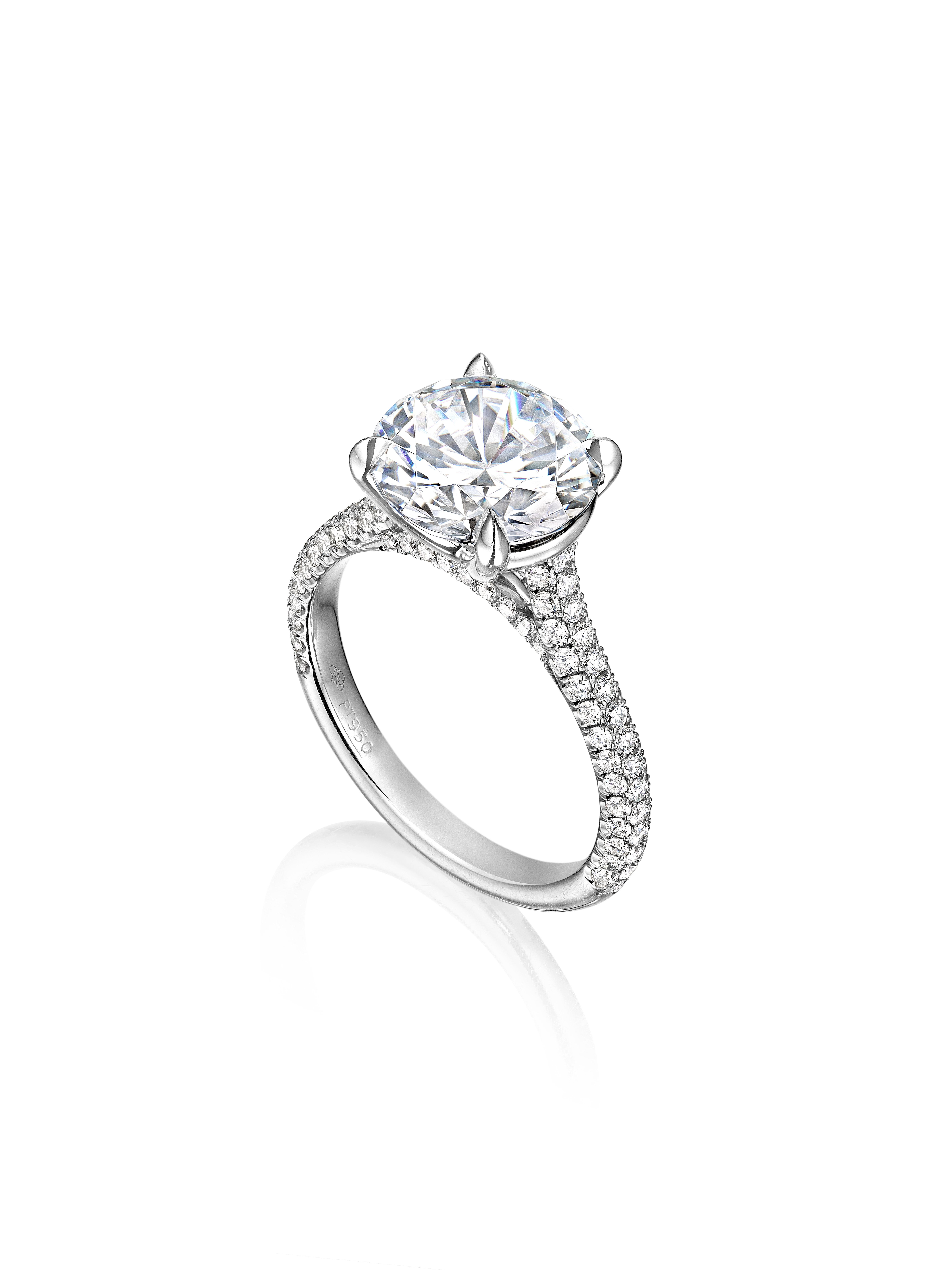 Moderne Bague de fiançailles Sabrina avec diamant rond de 3,50 carats certifié GIA E VS1 en vente