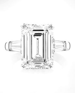 GIA Certified 3 Carat Emerald Cut Diamond Engagement Platinum Ring