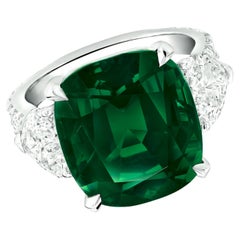 Bague avec diamant émeraude certifiée GIA de 3.50 carats