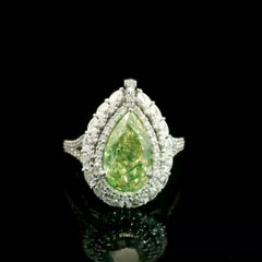 GIA Certified 3.50 Carat Fancy Brownish Greenish Yellow VS2 Diamond Ring