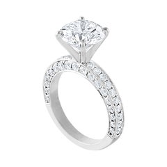 GIA Certified 3.50 Carat G VS2 Diamond Milgrain Gold Engagement Ring